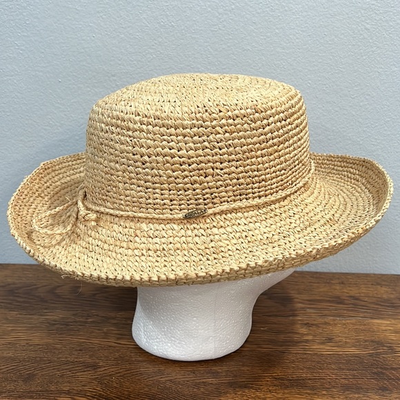 Scala Collezione Breton Hat Raffia Straw 3”Brim Natural Color One Size Fits Most - Picture 4 of 7